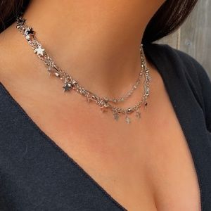Three Layer Silver Star Necklace